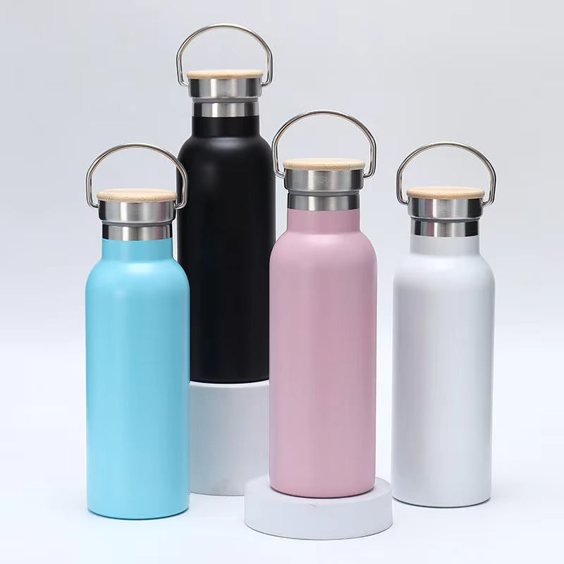 Vacuum Flask Stainless Steel 350ml 500ml Thermos Sports Water Flask Kids Sublimation Water Bottle with Bamboo Lid