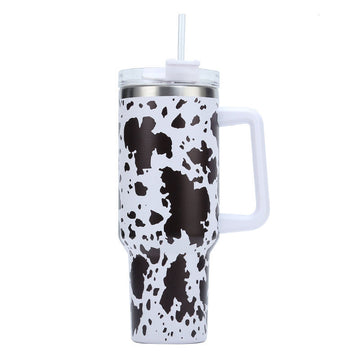 Custom 3D 40 oz Vacuum Car USA National Flag Beer Mug Travel Stainless Steel Leopard Cup Tumbler with Handle and Straw