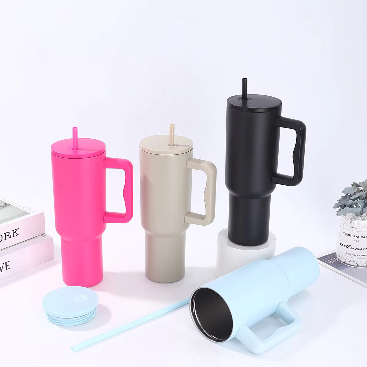 40oz Stainless Steel Tumbler Vacuum Insulated Tumbler with Portable Handle and Straw Customize Logo