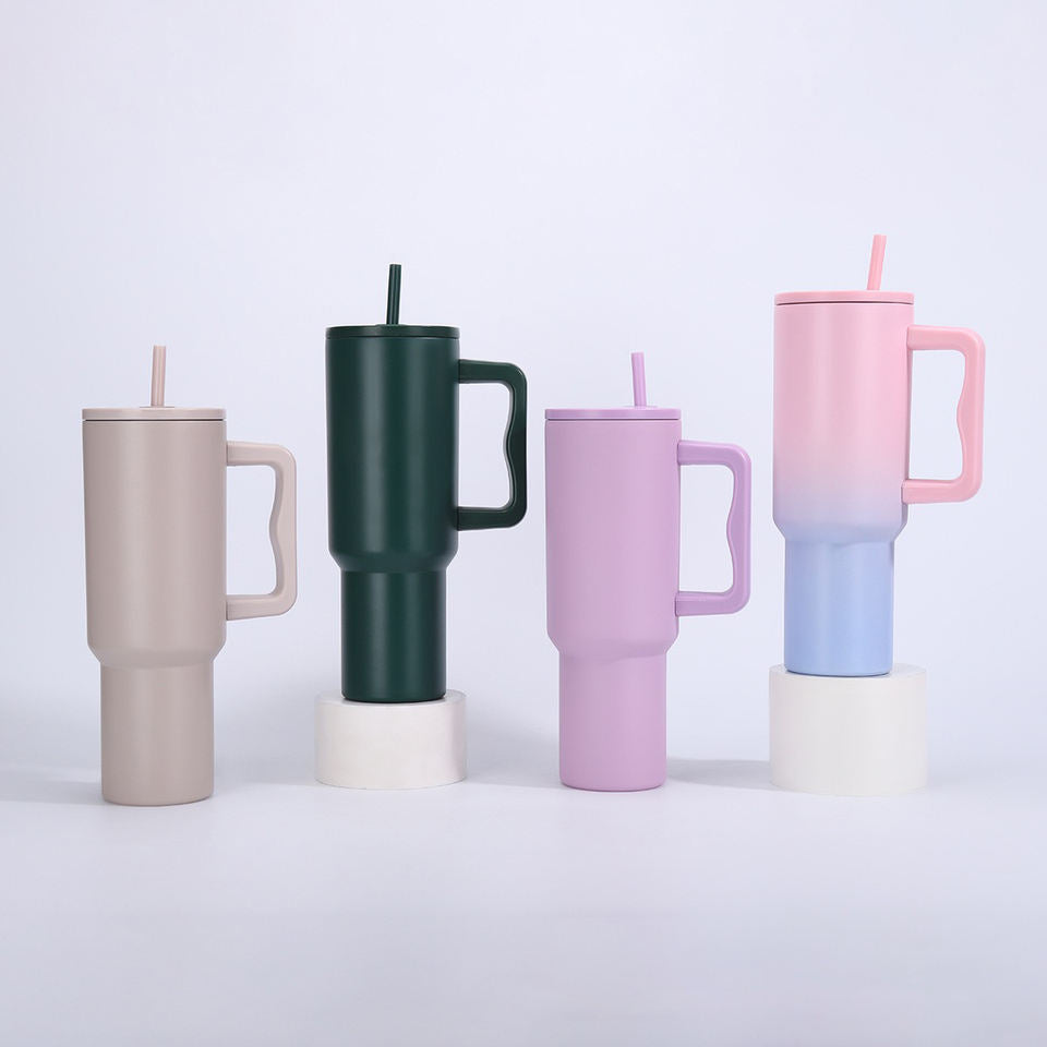 40oz Stainless Steel Tumbler Vacuum Insulated Tumbler with Portable Handle and Straw Customize Logo